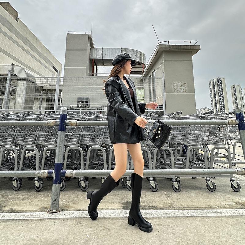 Knight Boots Women's Autumn and Winter New High Boots But Knee Boots Thick High Heel Temperament Thin Boots Children