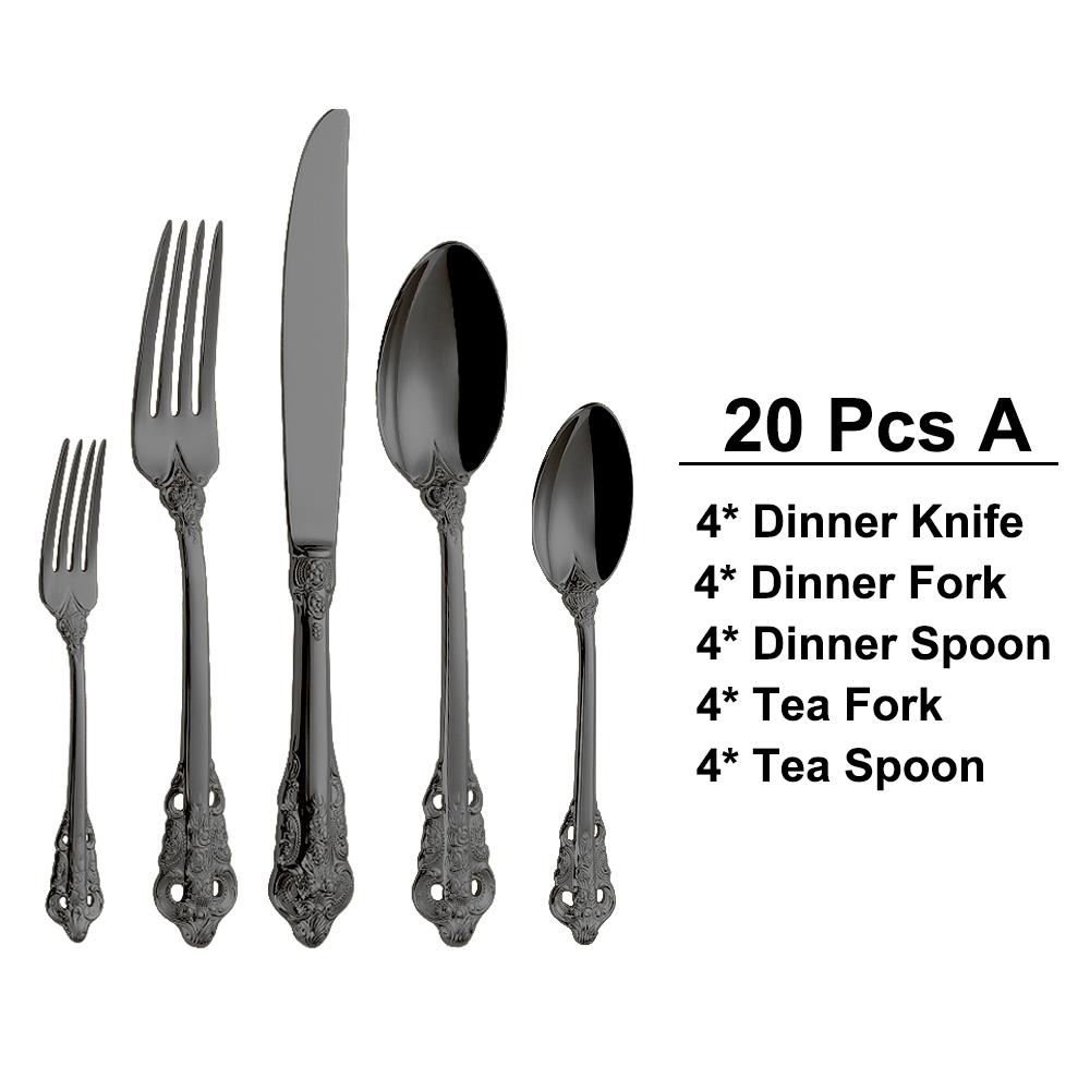 30 Pieces Gold Plated Luxury Cutlery Set Stainless Steel Vintage Western Tableware Sliver Knife Spoon Fork Set Kitchen Utensils