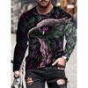 Men's Autumn and Winter 3D Printed Crew Neck Long Sleeve T-Shirt Fashion Versatile Trend Breathable Casual