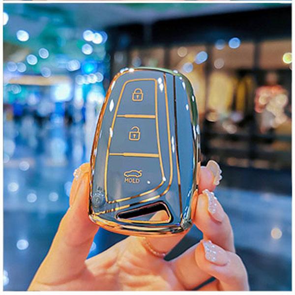 Fashion TPU Car Key Case Shell For Hyundai Santa Fe Sport Ix45 Equus Centennial Genesis G80 Grandeur Azera 2013-2016 Keychain