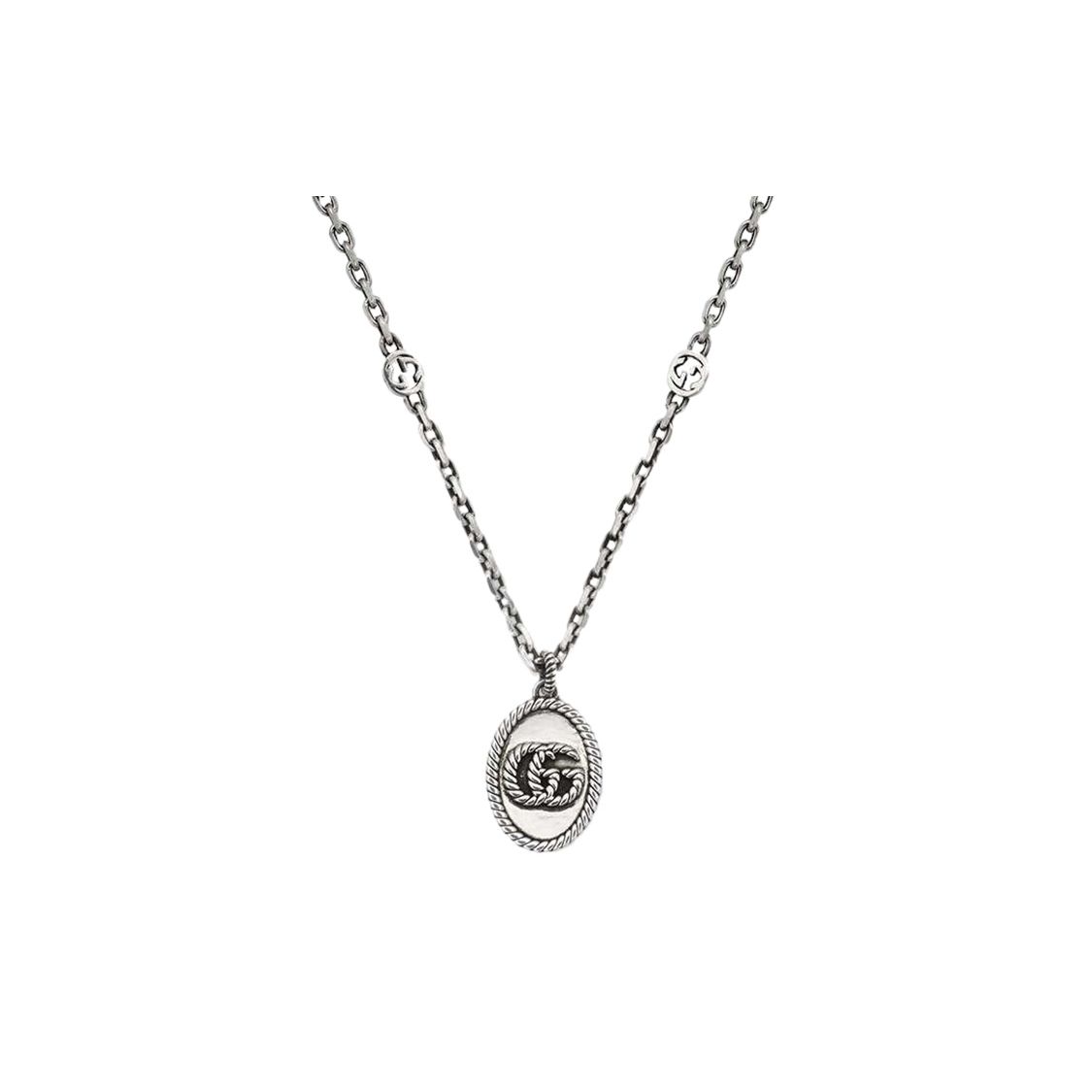 

Gucci GG Marmont Double G Logo Classic Quilted Suede Necklace Unisex necklace Silver 632540-J8400-0701 Box+Shopping Bag-Dust Bag+Box+Shopping Bag