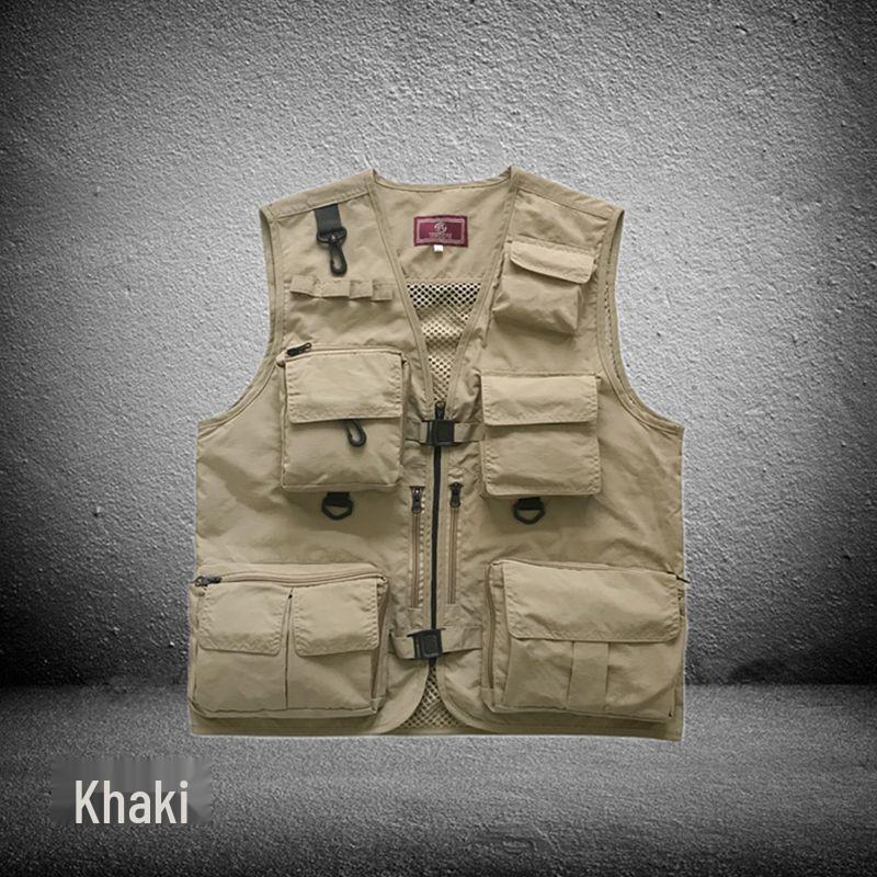Men's Breathable Multi-Pocket Workwear Vest - Customizable Logo for Outdoor Volunteers