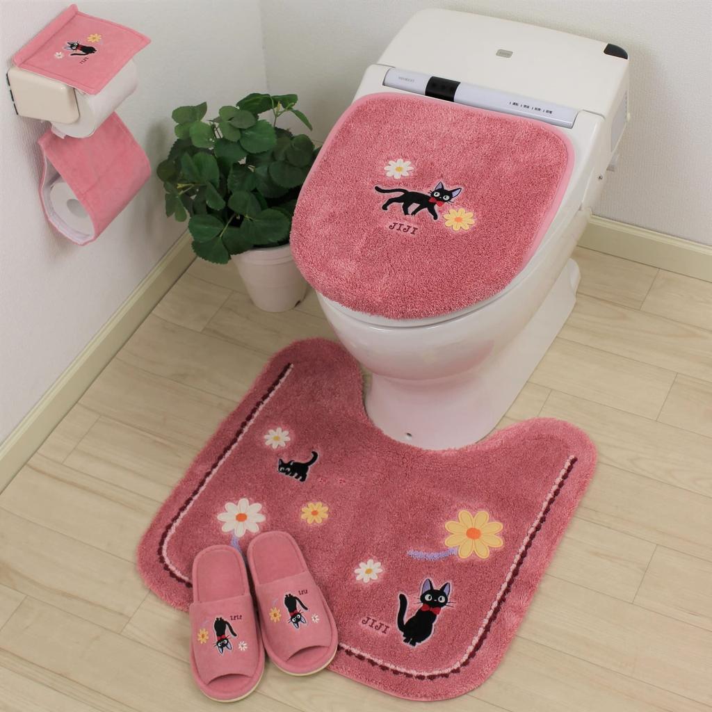 Senko Delivery Service Hana Walk Toilet Mat 58 X 60cm Pink Character Jiji Cat Ghibli 12765 SenkoDesignStudio(S.D.S) Kiki's Approx.