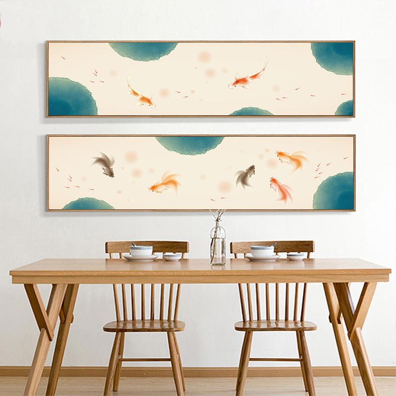 Retro Chinese Style Lotus and Koi Fish Living Room Decoration New Chinese Style Flower and Bird Painting Wall Art Poster Home