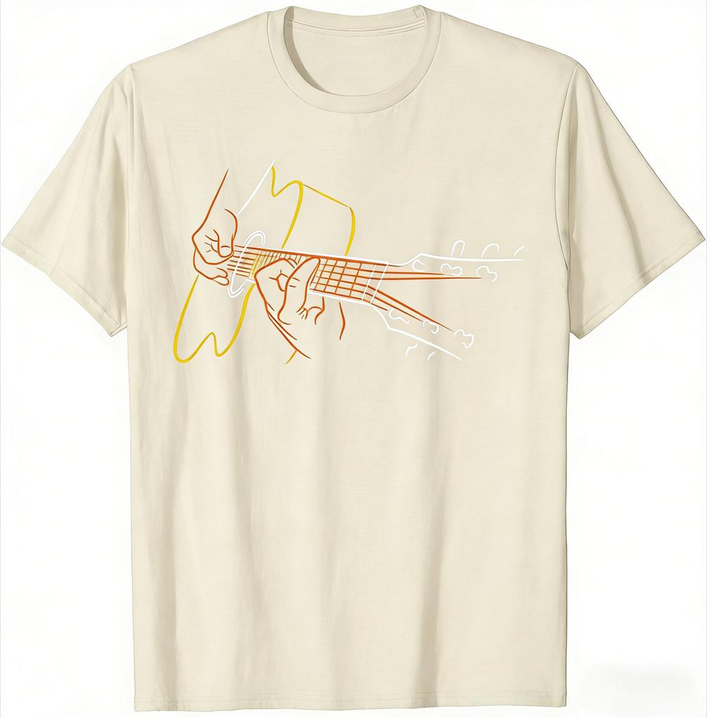 Guitarprinted Cotton Tshirt The Perfect Gift for Guitarists or Bands 2026 Summer New Unisexs and Womens Casual Fashion