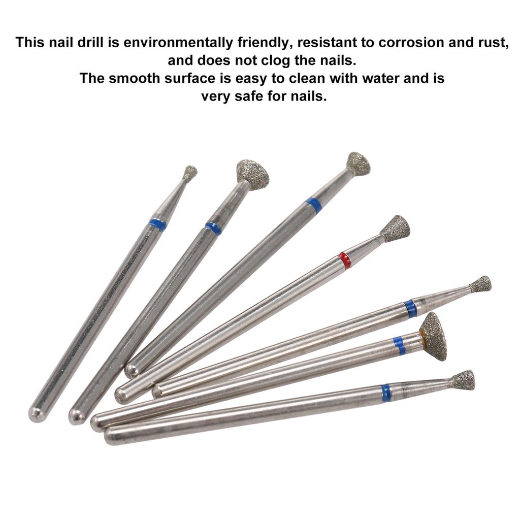 Nail Drill Bits Set Professional Electric Nail Grinding Burr Cutters for Pedicure Manicure Nail Art Tools Silver 7Pcs