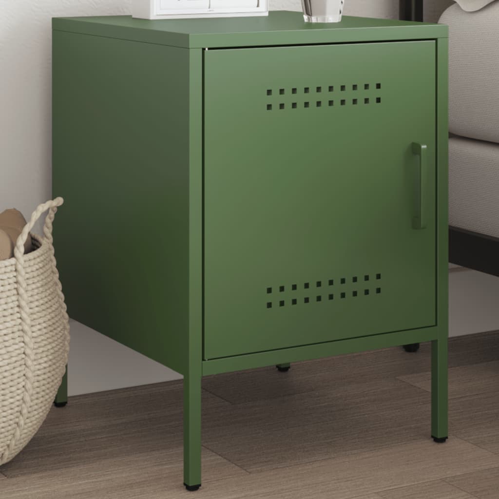 Nightstand Olive Green 36 X 39 X 50.5 Cm Steel