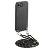 For iPhone 16e Case Carbon Fiber Texture PU+PC+TPU Anti Drop Phone Cover with Crossbody Lanyard