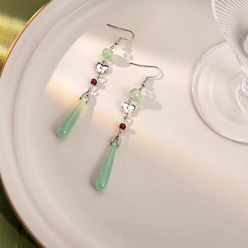 BLINGBAY Women's New Chinese Style Imitation Pearl Earrings Chinese Style Butterfly Drop-shaped Tassel Earrings Simple Hanfu Accessories Retro Jewelry