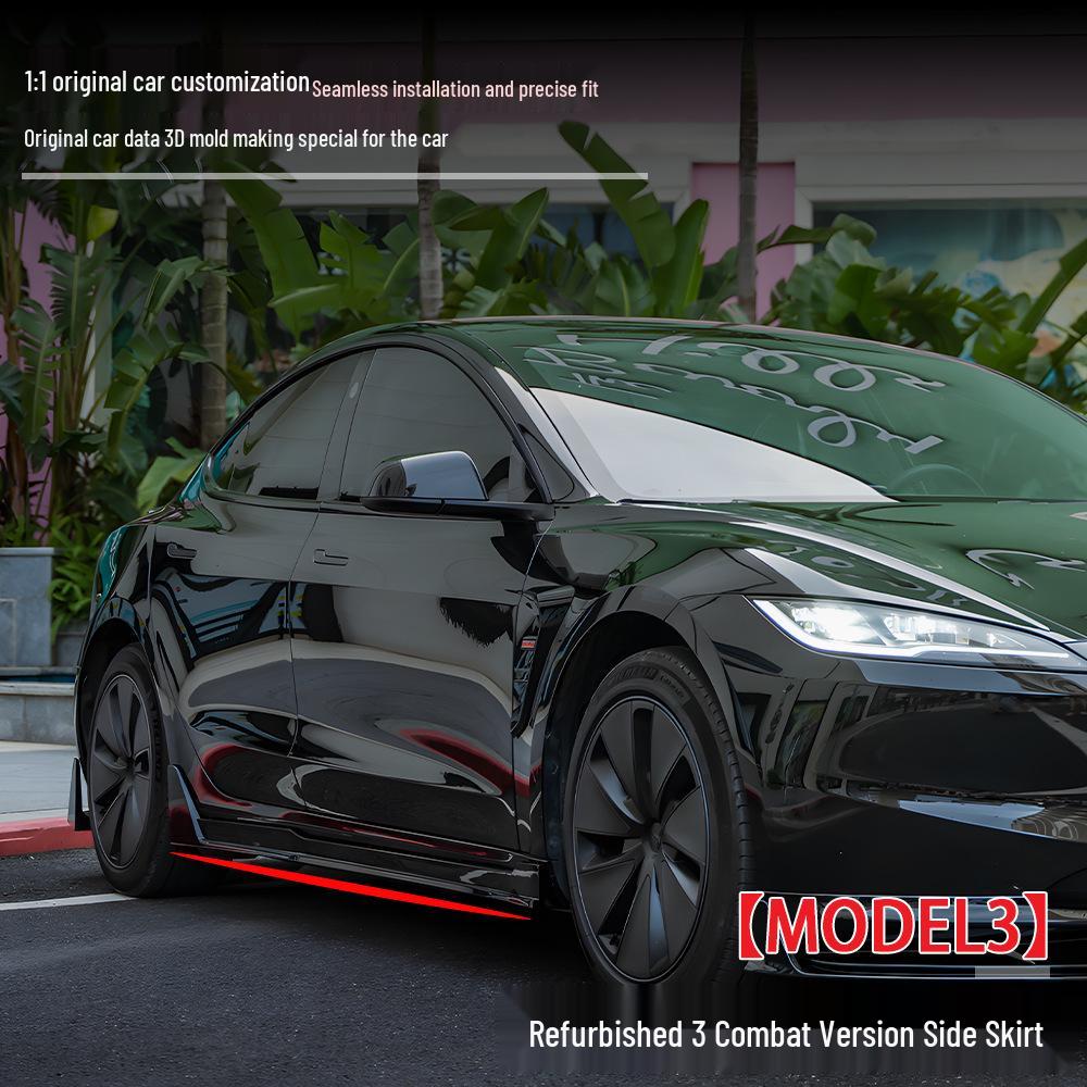 2024+ Tesla Model 3 Performance Glänzend Schwarze Seitenschweller Modifikations Teile