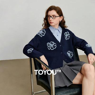 Chuyu Damen-Strickjacke im Retro-Stil mit V-Ausschnitt