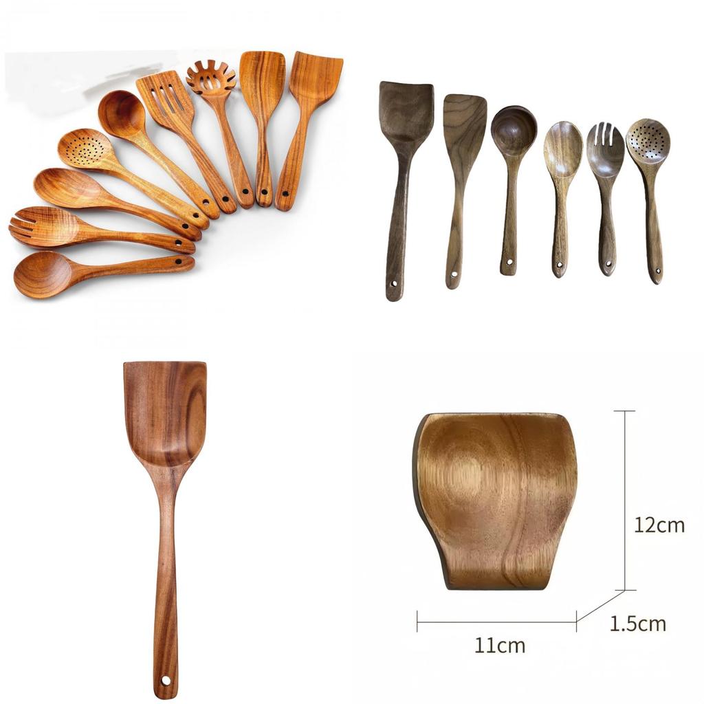 Acacia Wood Kitchen Utensil Set Handles For Home Cooking And Gift
