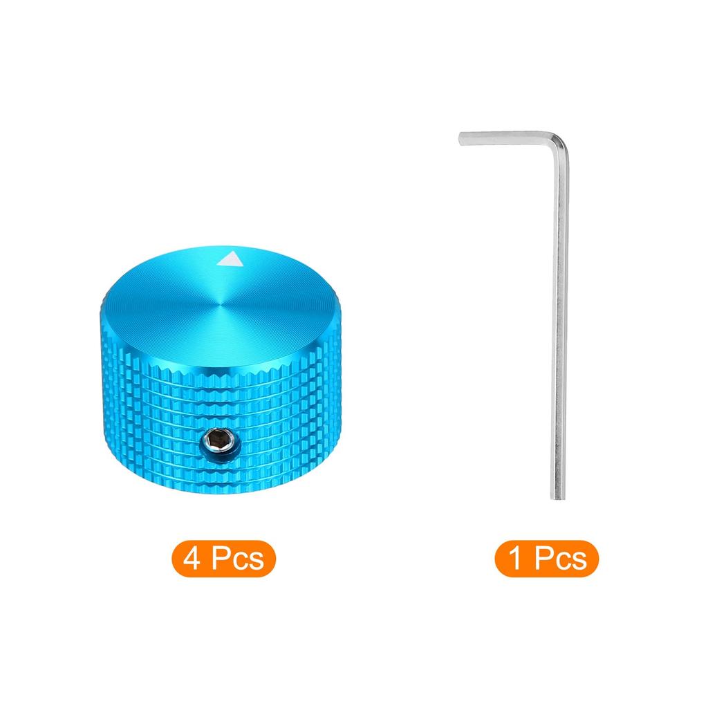 uxcell Aluminum Potentiometer Universal Volume Tone Control Knob for and Blue 4-Piece Knob, 1/4" (6mm) Guitar, Bass, 5/8" Grid,