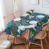 Tischdecke mit Kaninchen, Blumen und Pilzblättern, Urlaubsdekor, wasserdicht, rechteckige Tischdecken, Hochzeitsdekor, Tischdecke
