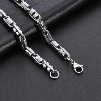 Herren Trendiges Edelstahl Kettenglied Halskette mit Doppeltes Zahnrad Splice Design
