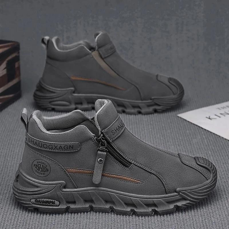 Herren Freizeitschuhe Mode Reißverschluss Vielseitige Herren Outdoor Kletterschuhe Rutschfeste Abriebfeste Sneaker