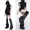  calentadores de piernas de cuero PU Harajuku calcetines largos góticos punk polainas de manga de pierna acampanada puños de invierno góticos calcetines de tobillo