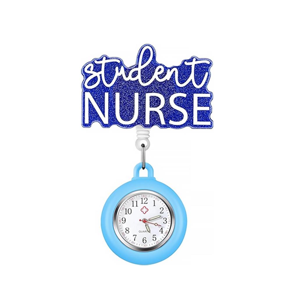 Medical Glitter Acrylic Retractable Badge Holder with Pocket Watch for Nurse Doctor Fob Pocket Watch Badge Reel Key Chain