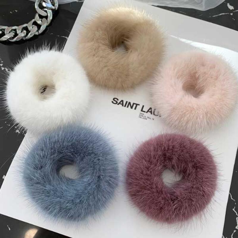 100% Natural Mink Hair Band Hair Scrunchie