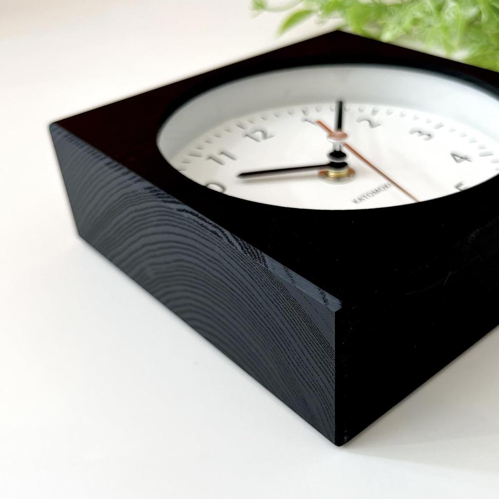 KATOMOKU Doppelnutzungs-Uhr 8, Schwarz, km-134BKRC, Wand-/Tischaufstellung, Funkgesteuerte Uhr, Kontinuierlicher Sekundenzeiger, 14cm