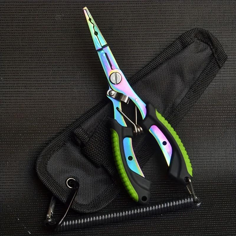 1-Piece Saltwater Fishing Pliers, Stainless Steel Multi-Tool, Curved Jaw with Braid Line Cutter & Split Ring Tip