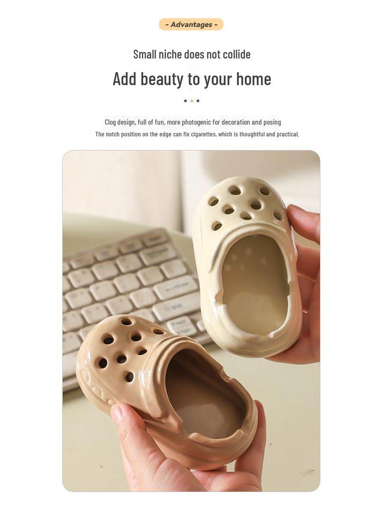 Trendy Anti-Fly Ceramic Desktop Ashtray for Office & Home Decor