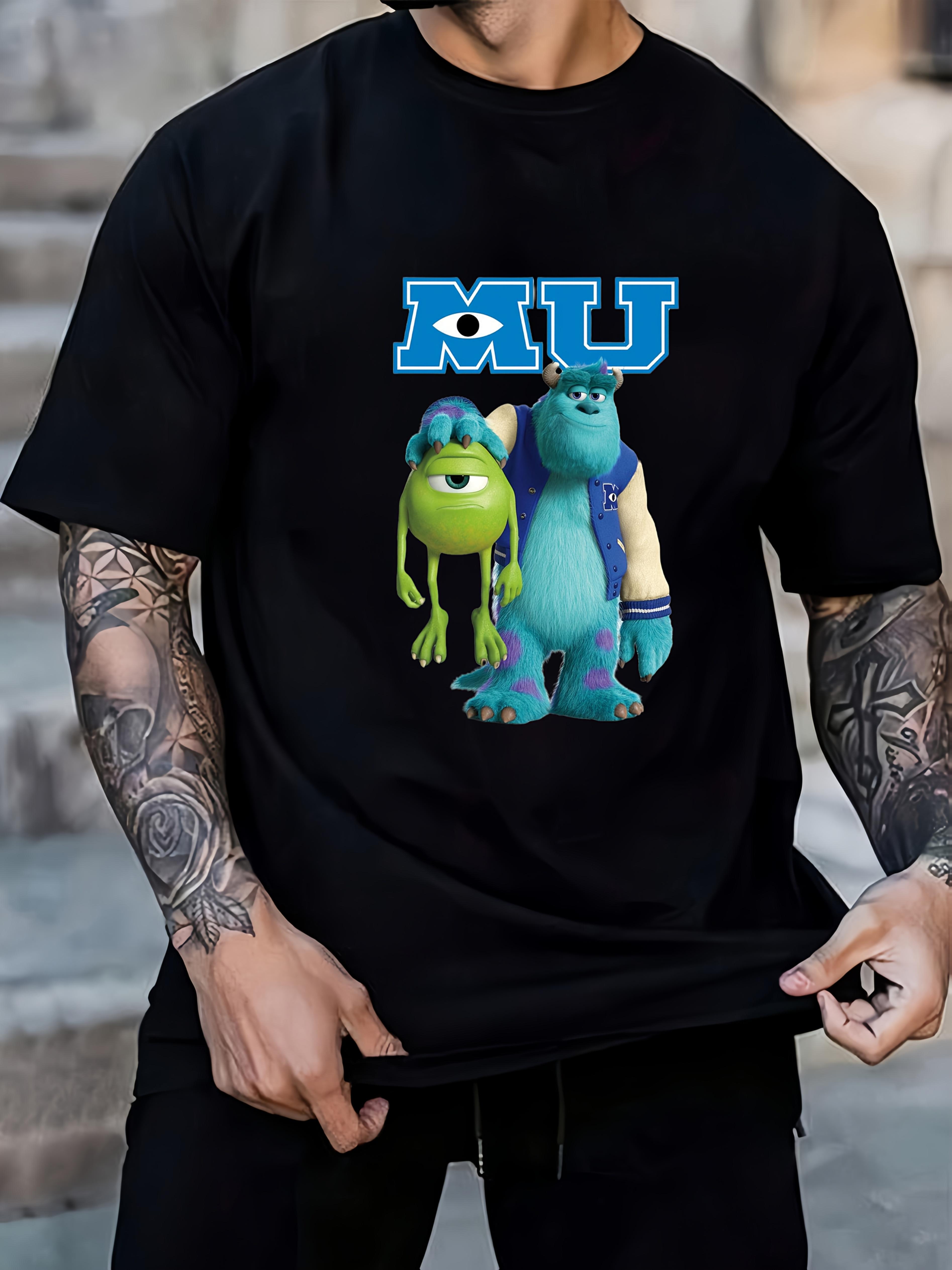 Casual Black T-shirt with MU Graphic & Monsters XXL