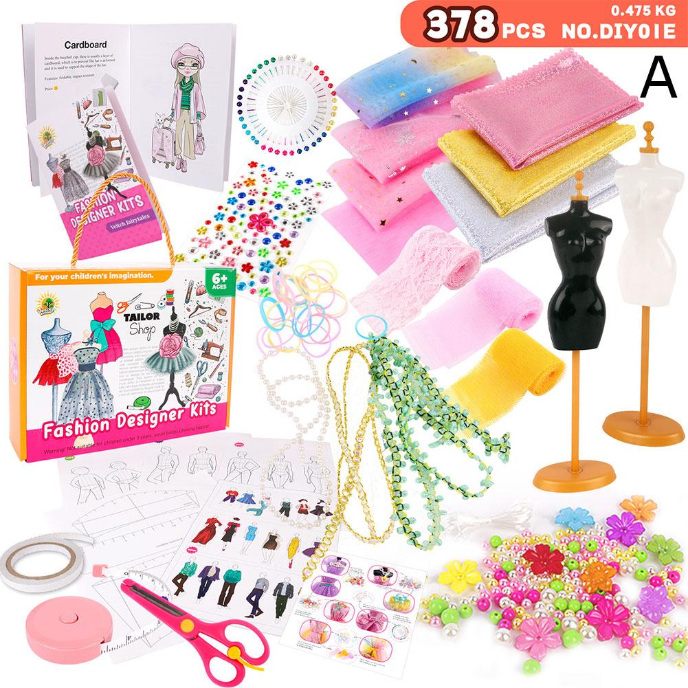 

Fashion Design Kit For Girls 378pcs Girls Embroidery Kit Sewing DIY Basic Reusable Kit For Creativity DIY Arts Learning Crafts