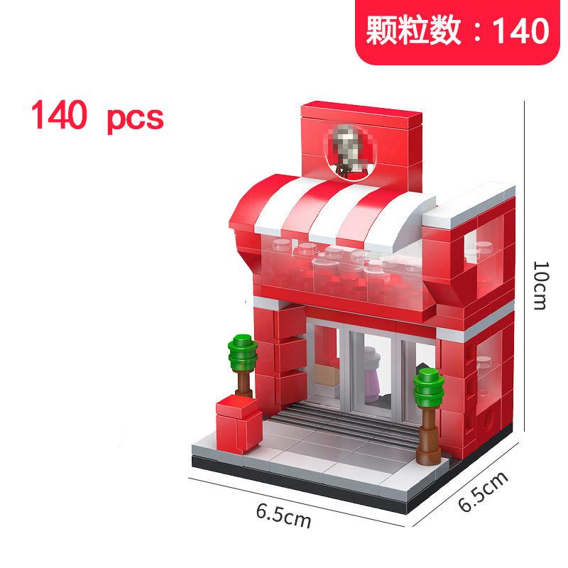 City Miniature Views Mini Street Coffee Shop Model Building Blocks Kits Bricks Kids Toys Girls Boys Flower Food Retail Store