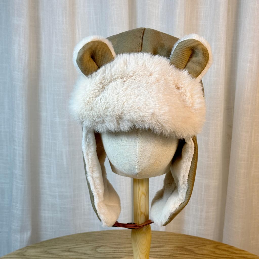 Japanese-style Winter Bear Ear Aviator Hat for Women, Cute and Versatile, Fleece-lined, Warm Ski Hat, Windproof Ear Protection Hat for Cycling