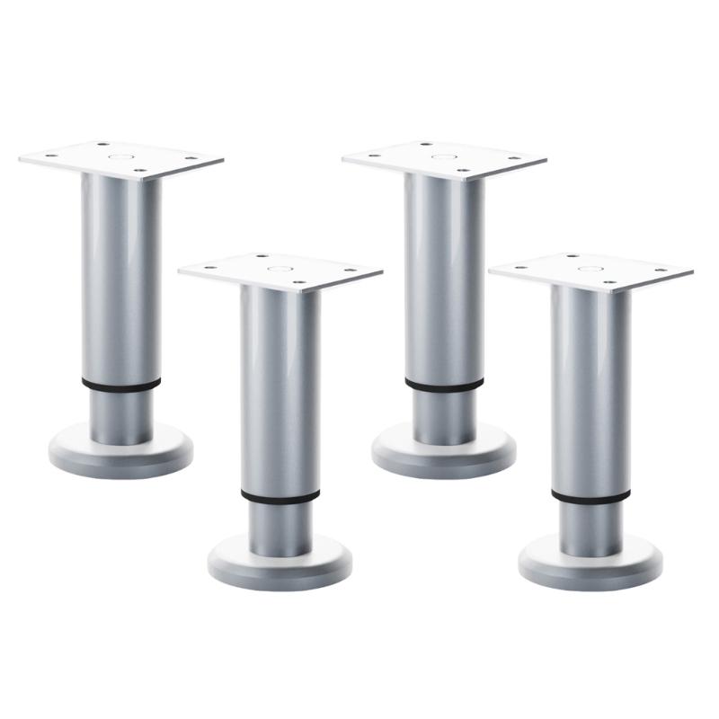 4Pcs Height Adjustable Furniture Legs Metal Round Cabinet Feet Replacement Support Legs for Drawer Dresser Table Couch
