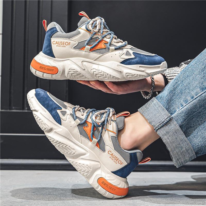 Men's shoes 2 new autumn mesh autumn casual versatile height increase youth sports running trend dad shoes