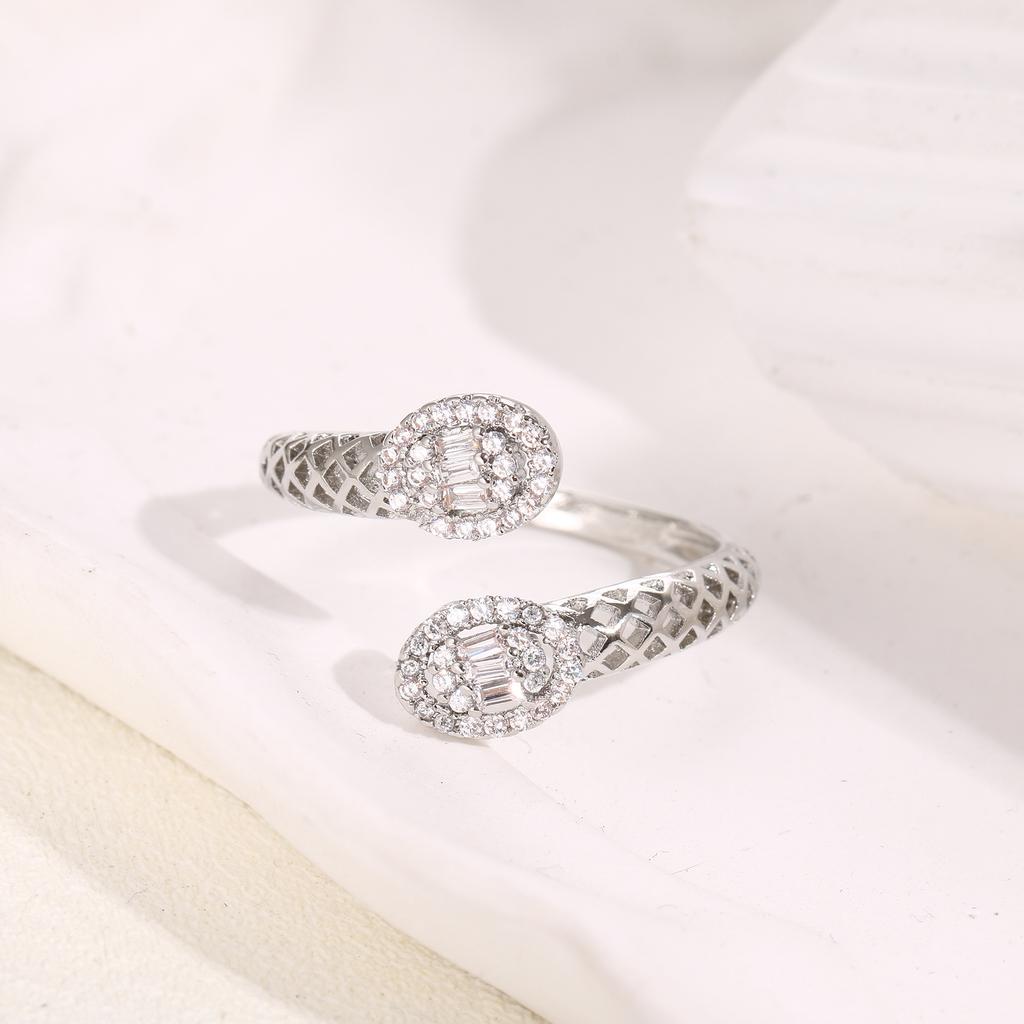 New Snake Shaped Oil Dripping Ring, Ins Style, Colorful Ring, Copper Gold-plated, Set with Zircon