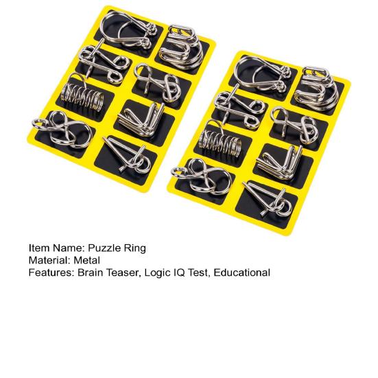 16/24Pcs/Set Metal Puzzle Ring Brain Teaser 3D Interlocking Wire Puzzle Challenging Game Kids Adults Mind Logic IQ Test Educational Unlock Interlock