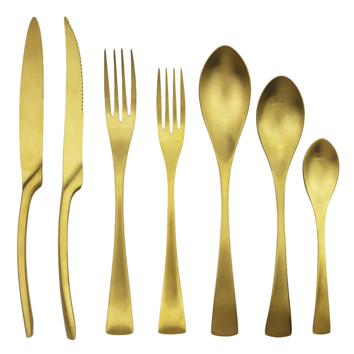 

7 шт./комплект. Набір столового посуду з нержавіючої сталі 304. Чорний набір столових приборів. Стейк. Ніж. Виделка. Ложка. Набір столового посуду. Набір столового срібла. золотий