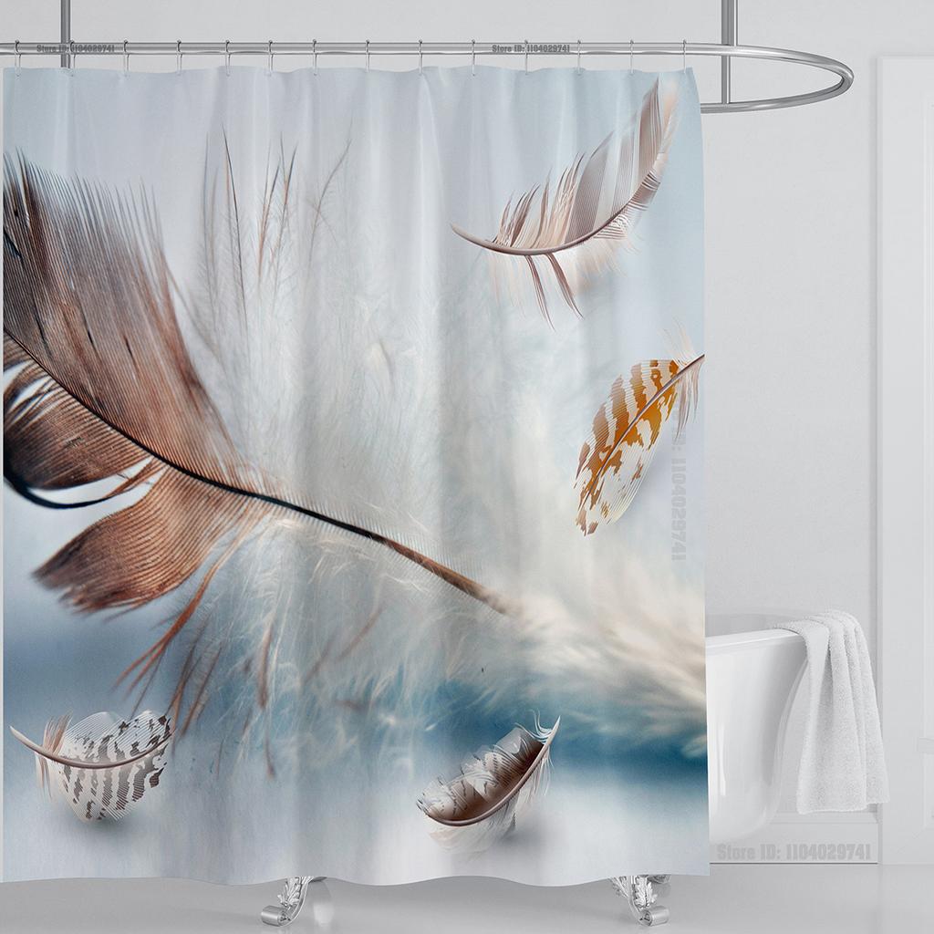 Plant Floral Shower Curtain Waterproof Shower Curtain Polyester Fabric 3D Printed Curtain Bathroom Decoration With Hooks