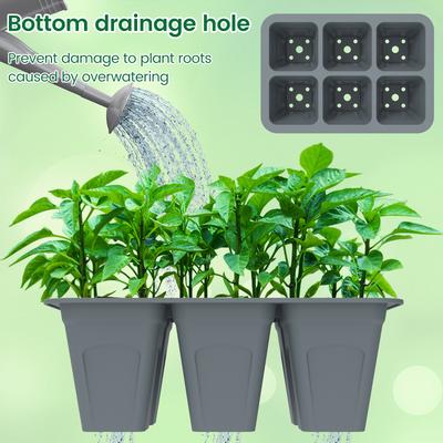 3Pc Seed Starter Tray 6 Cells Silicone Seedling Planting Tray Reusable Gardening Seedling Germination Container with Drain Holes