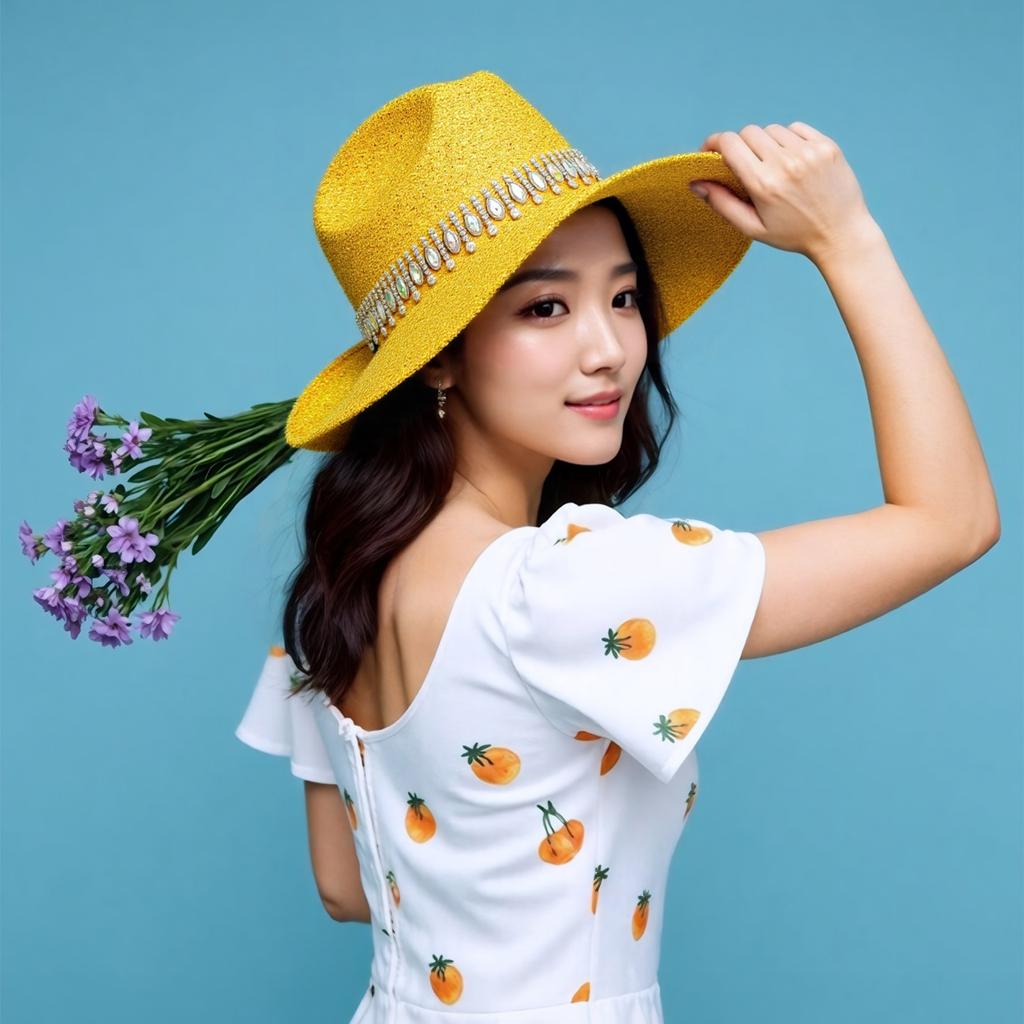 Mit Juwelen besetzte Cowboyhüte Schwerer Kristall Panama Hut Überraschungsgeschenk für Mädchen Jungen Brauthut für Karneval Musikfestival