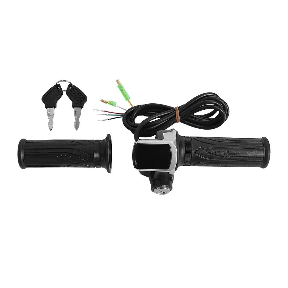 24/36/48/60V Throttle Handlebar Grip Power Speed Rotary With Key With LCD Battery Display For Electric Scooter Bike Parts