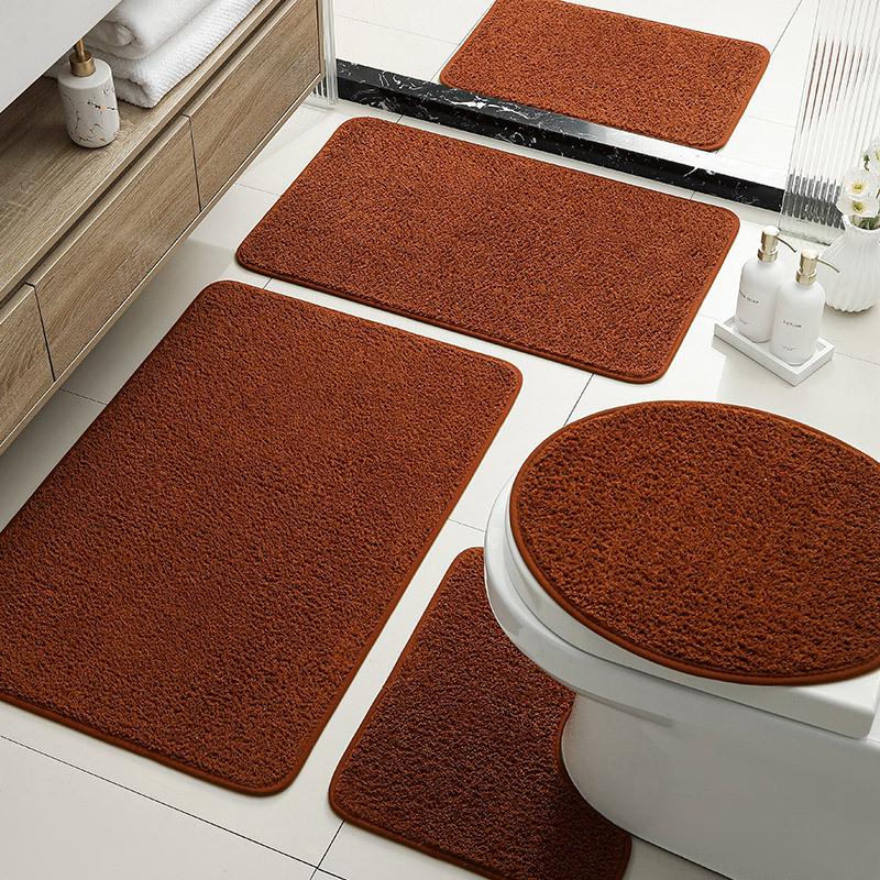 Hot-Selling Bathroom Luxury Set Floor Mat Imitation Cashmere Solid Color Toilet Seat Toilet Bathroom Absorbent Non-Slip Mat