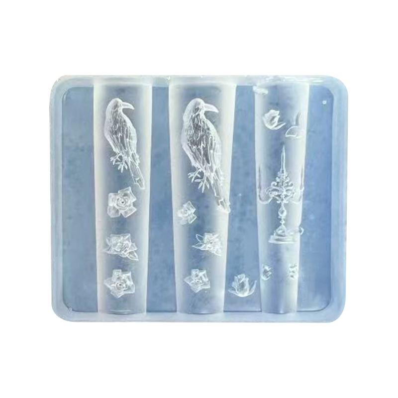 Detailed Nail Crafting Mould With Gothics Candleholder Pattern for Unique Nail Accessories 1