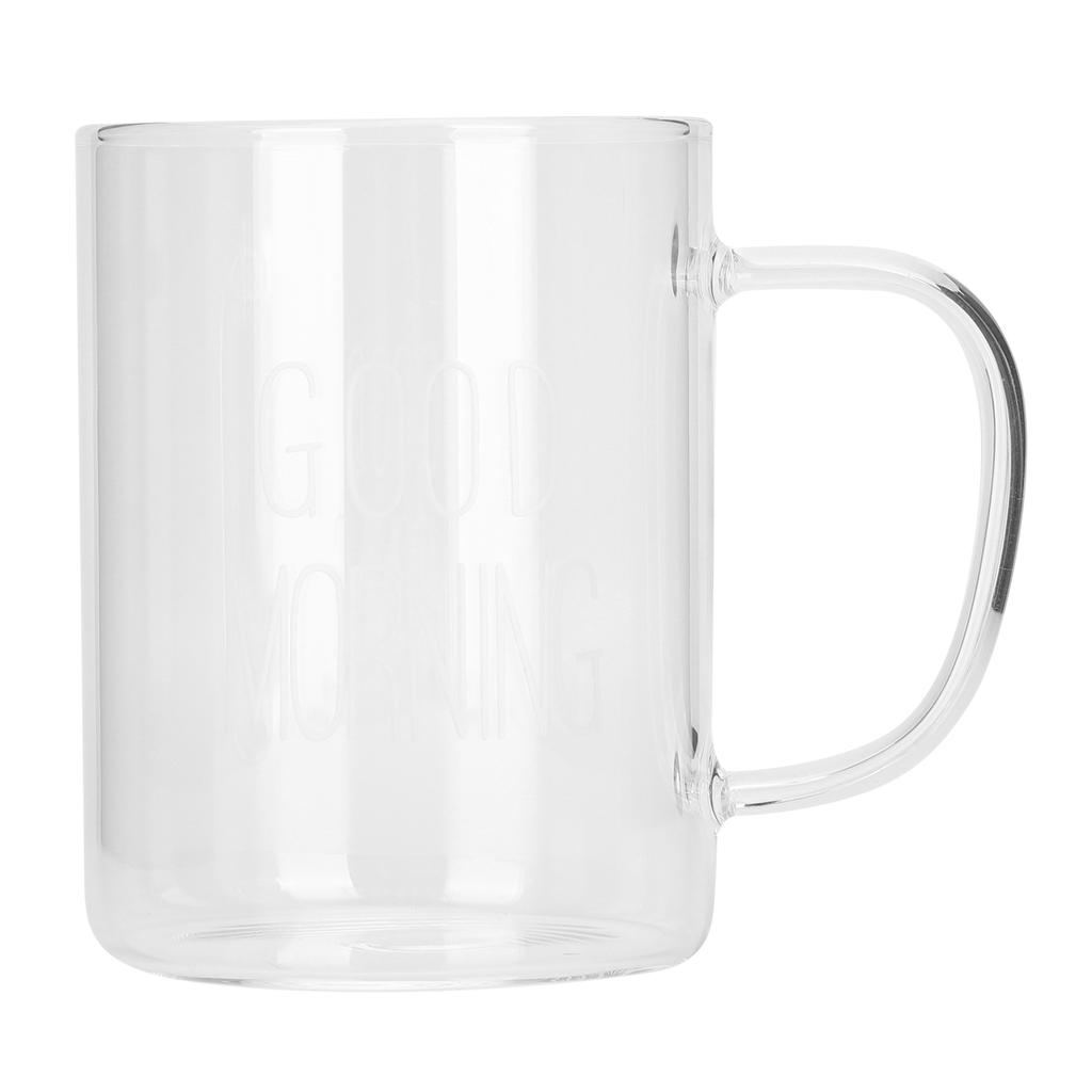 350ML Transparent Milk Coffee Mug with Handle Glass Water Cup Drinkware Kitchen UtensilWhite Letter