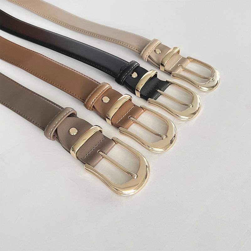 Genuine Leather Women's Belt, Cowhide, Versatile and Simple Matching with Casual Pants, Jeans, Women's Decorative Leather Belt Width 3.3CM