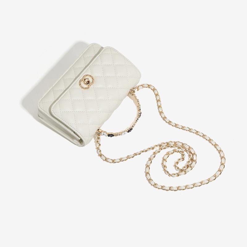 New Leather Niche High-end Classic Diamond Grid Hand-held Chain Shoulder Crossbody Fashionable Versatile Small Square Bag