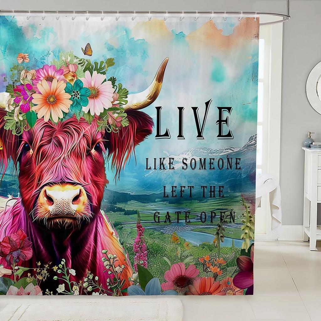 Little Cat Shower Curtain Cute Kitten Shower Curtain Set Galaxy Starry Sky Bath Curtain Universe Planet Purple Nebula Cosmic