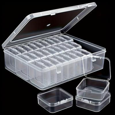 30-Compartment Transparent Storage Box, Stackable Organizer with Bonus Containers for Beads, Jewelry, Crafts, and Home Organization, Jewelry Boxes