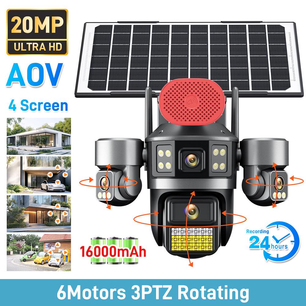

4-Lens AOV Solar-Powered Rotatable Camera with 24-Hour Recording & Hisilicon Full-Color Night Vision 32GB memory card
