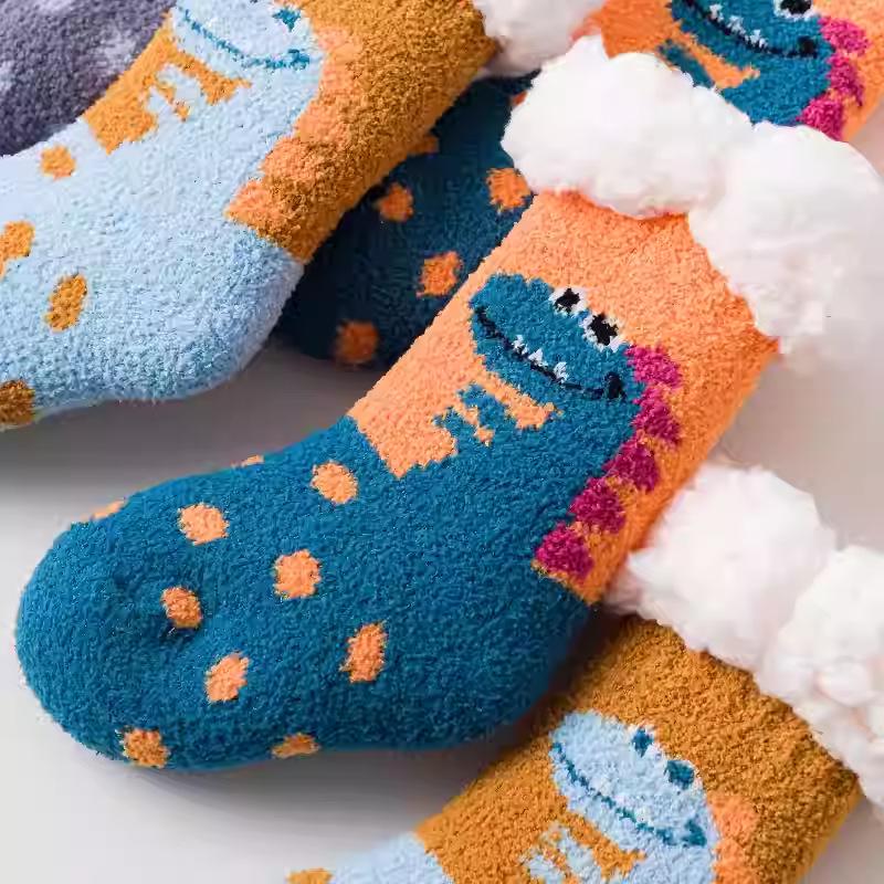 Non-Slip Fleece-Lined Baby Winter Socks - Thick, Warm, and Cozy Coral Floor Socks for Children