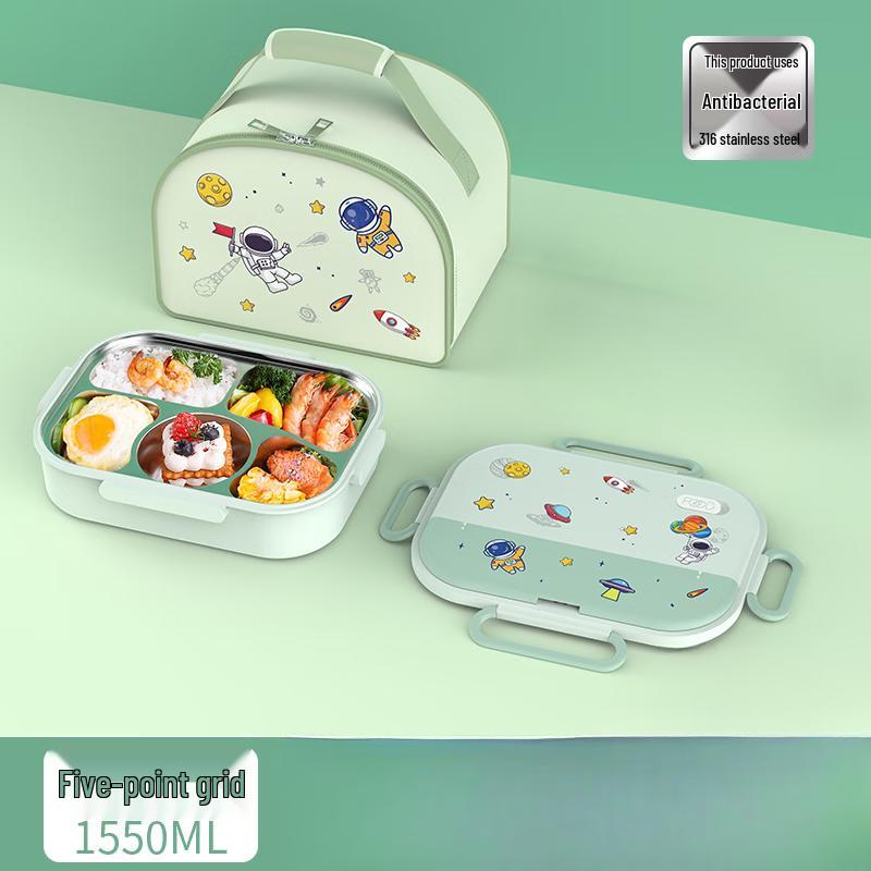 Kids  316 Stainless Steel Insulated Lunch Box with 5 Compartments & Astronaut Bag