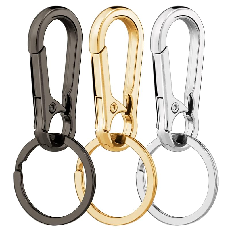 

[MINBOOT] carabiner key ring set of 3 Includes 6 spare keyrings (2 of each color) Metal fittings car small size Fashionable men s lightweight Easy to